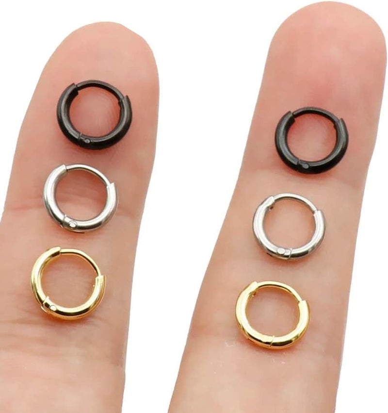 EACHLP Unisex 18K Real Gold Plating Surgical Steel Sleeper Tiny Hoop Earrings,Nose Ring Septum Ring Helix Ring Daith Ring Lip Ring Nipple Ring Snug Ring Rook Ring Body Piercing Jewelry - Image 1